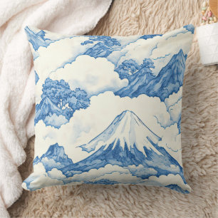 Weiche Blaue Aquarell-Schneebegbirgslandschaft Kissen