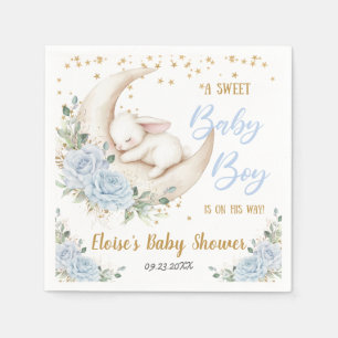 Weiche blaue Blumen-Hasen-Baby-Junge-Party Serviette