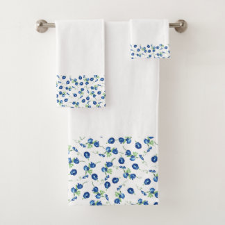 Weiche blaue Blumen Pattern Badetuch Set