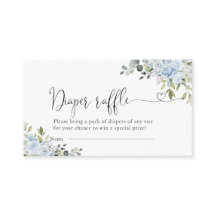 Weiche Blaue Blumen Windel Tombola Beilagekarte