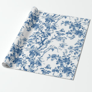 Weiche blaue Blumen-Zweig-Toile-Gartenparty-Verpac Geschenkpapier