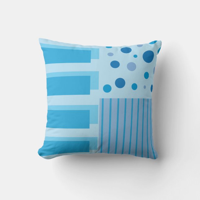 Weiche blaue geometrische Muster Kissen (Vorderseite)