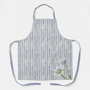 Weiche blaue gestreifte Blumen-Wasserfarbe-Margeri Schürze
