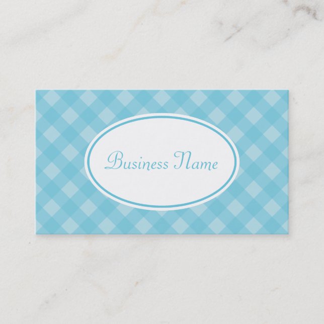 Weiche blaue Gingham Visitenkarte (Vorderseite)