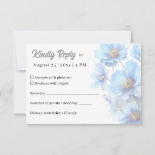 Weiche Blaue Himalaya-Mohn-Blumen-Garten-Hochzeit  RSVP Karte