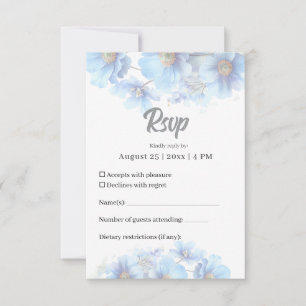 Weiche Blaue Himalaya-Mohn-Blumen-Garten-Hochzeit  RSVP Karte