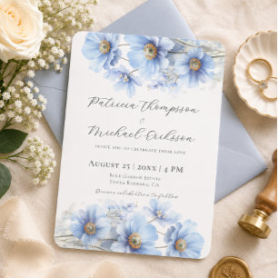 Weiche Blaue Himalaya-Mohnblumen-Gartenhochzeit Einladung