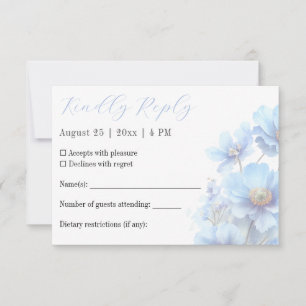 Weiche Blaue Himalaya-Mohnblumen-Gartenhochzeit RSVP Karte