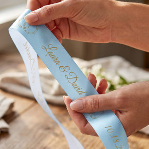 Weiche blaue Hochzeit personalisiertes Namensband Satinband