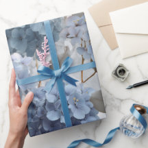 Weiche Blaue Hortensie Graues Blumenmuster