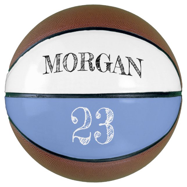 Weiche blaue personalisierte Namensballspieler-Num Basketball (Vorderseite)