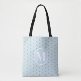 Weiche blaue Polka Dots Weißes Monogramm Tasche