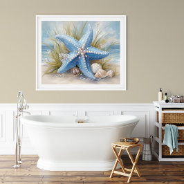 Weiche Blaue Seestern-Küsten-Wandkunst | Poster