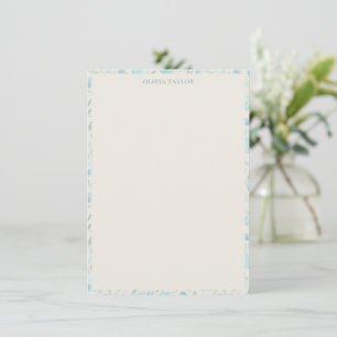 Weiche Blaue Teal-Aquarell-Blumen-Personalisierter Mitteilungskarte