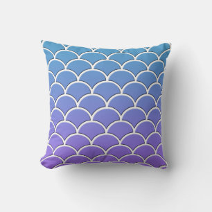 Weiche blaue und violette japanische Wellenmuster- Kissen