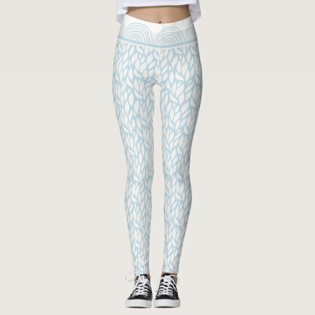 Weiche blaue Wave & Scallop Muster Leggings (Vorderseite)
