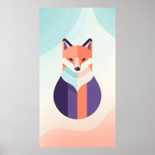 Weiche Blautöne, lila und orangefarbener, flacher  Poster