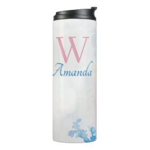 Weiche Blume in Rosa und Blau Thermosbecher