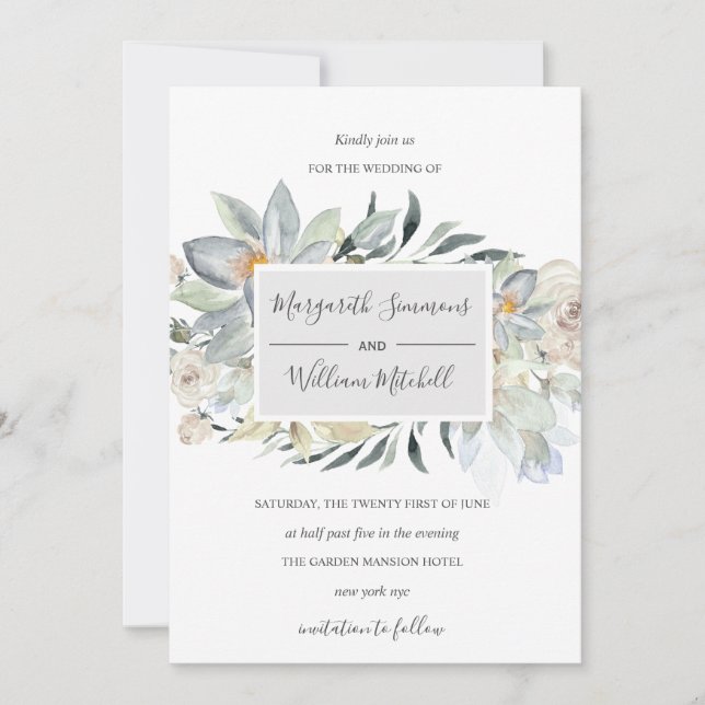 Weiche Blumenstruktur Wasserfarbe Save The Date (Vorderseite)