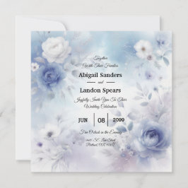 Weiche Blüten und Lavendel-Mist-Hochzeit Einladung