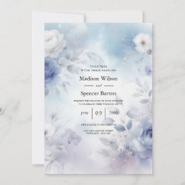 Weiche Blüten und Lavendel-Mist-Hochzeit Einladung