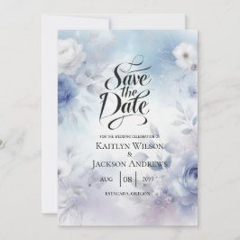 Weiche Blüten und Lavendel-Mist-Hochzeit Save The Date