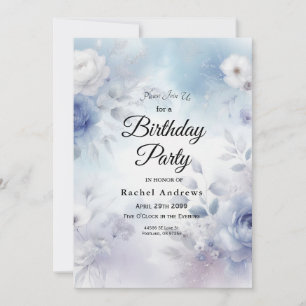 Weiche Blüten und Lavender Mist Geburtstag Einladung