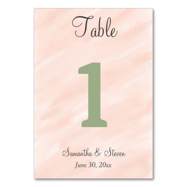 Weiche Blütenfarbe Grüne Farbe Tischnummer (Vorderseite)