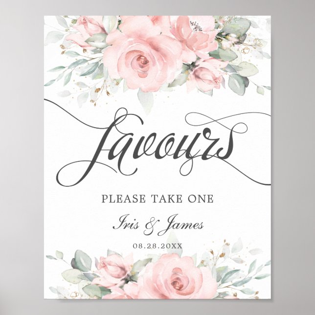 Weiche Blütengrün Gastgeschenke Hochzeiten Zeichen Poster (Vorne)