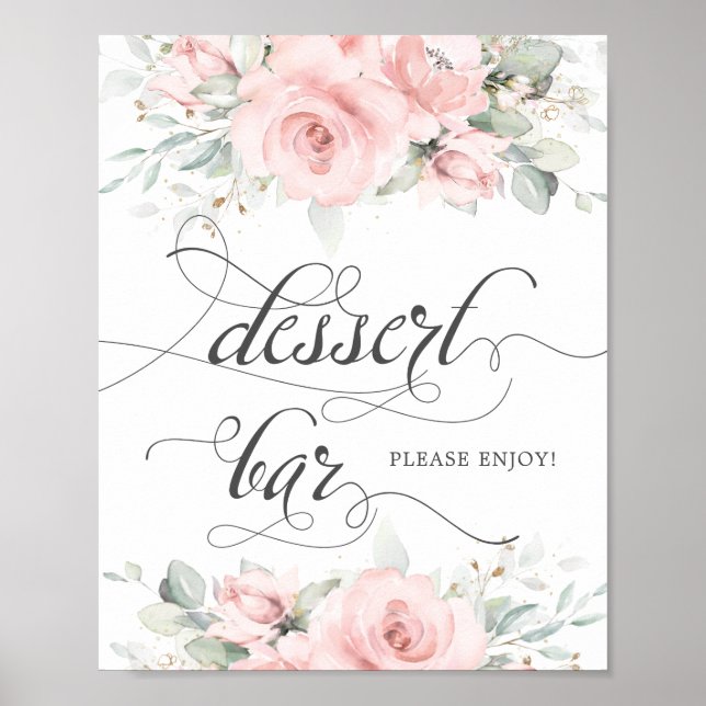 Weiche Blütengrün Hochzeitliches Dessert Bar Poster (Vorne)