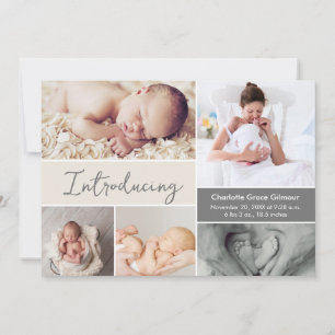 Weiche Creme Baby Mädchen Foto-Collage Schrift Ankündigung