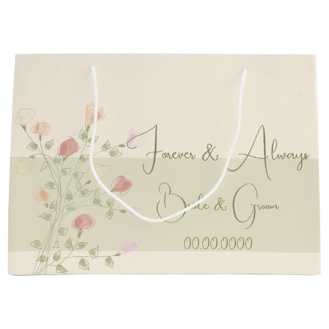 Weiche Creme rosa grün und pfirsichfarben Große Geschenktüte (Vorderseite)