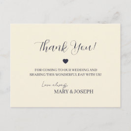 Weiche Creme- und Navy-Dankeskarten individuell an Postkarte