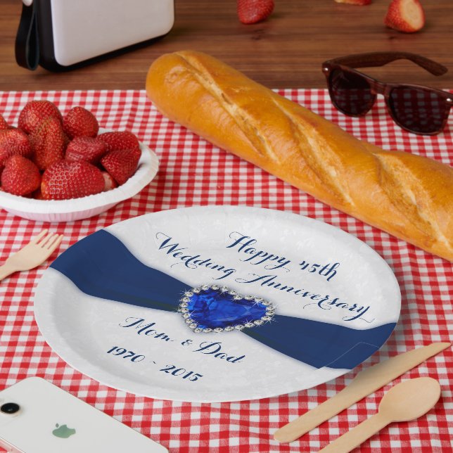 Weiche Damask 45. Hochzeitsstiftplatte Pappteller (Picknick)