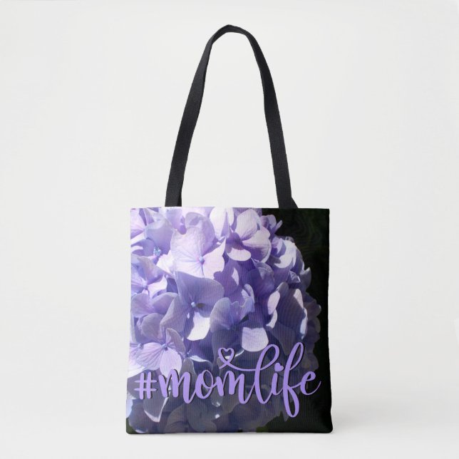 Weiche, elegante Purpurblumen lila Hydrangeas Tasche (Vorderseite)