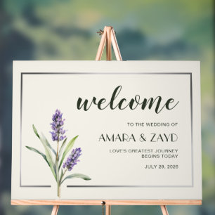 Weiche Elfenbein- und Aquarell-Lavendel-Hochzeitsb Acrylschild