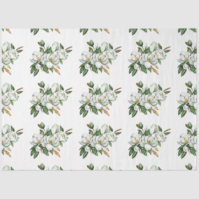 Weiche Farbe Magnolia Muster Blau Seidenpapier (Vorderseite)