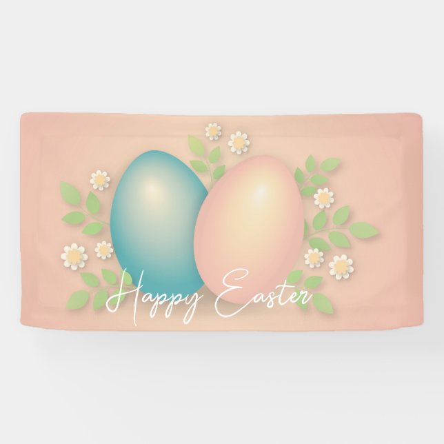 Weiche Farben Osterei und Frühlingsmilch Blume Banner (Horizontal)