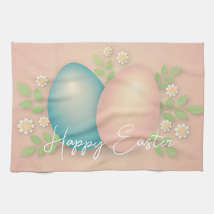 Weiche Farben Osterei und Frühlingsmilch Blume Geschirrtuch