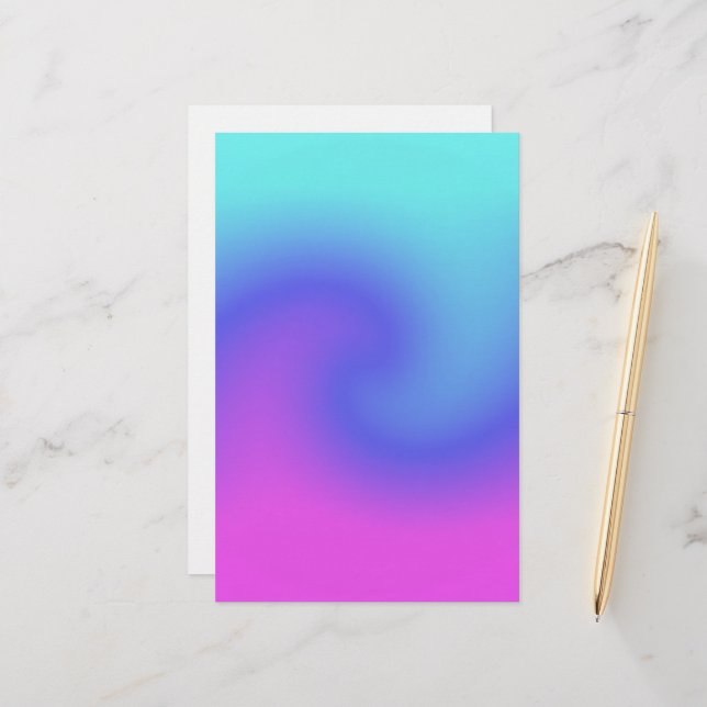 Weiche Farben Pastellfarben Swirl Pink Lila Aqua T Briefpapier (Vorderseite/Rückseite Beispiel)