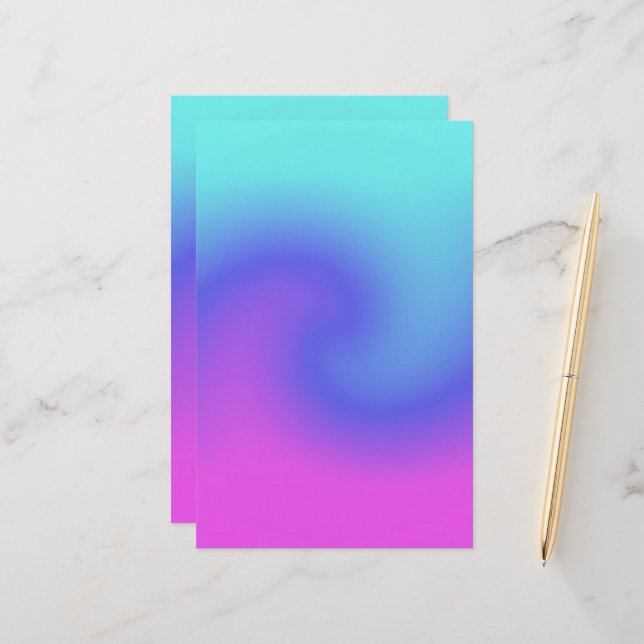 Weiche Farben Pastellfarben Swirl Pink Lila Aqua T Briefpapier (Vorderseite/Rückseite Beispiel)