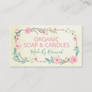 Weiche Floral Beige handgefertigte Seife und Kerze Visitenkarte