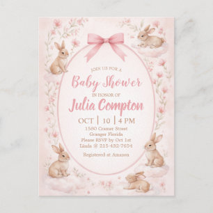Weiche Florale Hasen-Baby-Shower-Einladung Einladungspostkarte