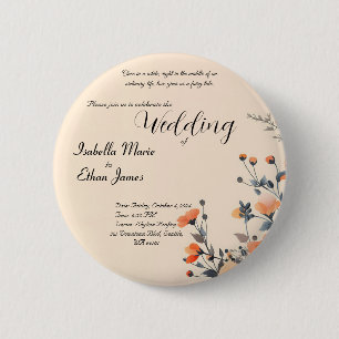 Weiche florale romantische Hochzeitsinspektion Button