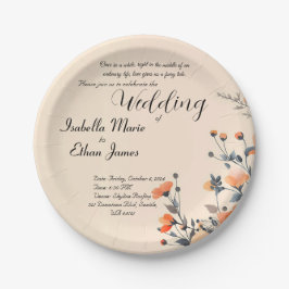 Weiche florale romantische Hochzeitsinspektion Pappteller