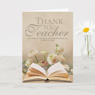 Weiche florale und buchbezogene Dankeskarte für Le Karte
