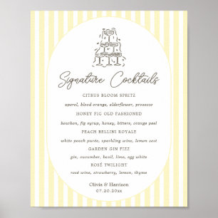 Weiche gelb gestreifte Signature-Drinks-Karte Poster