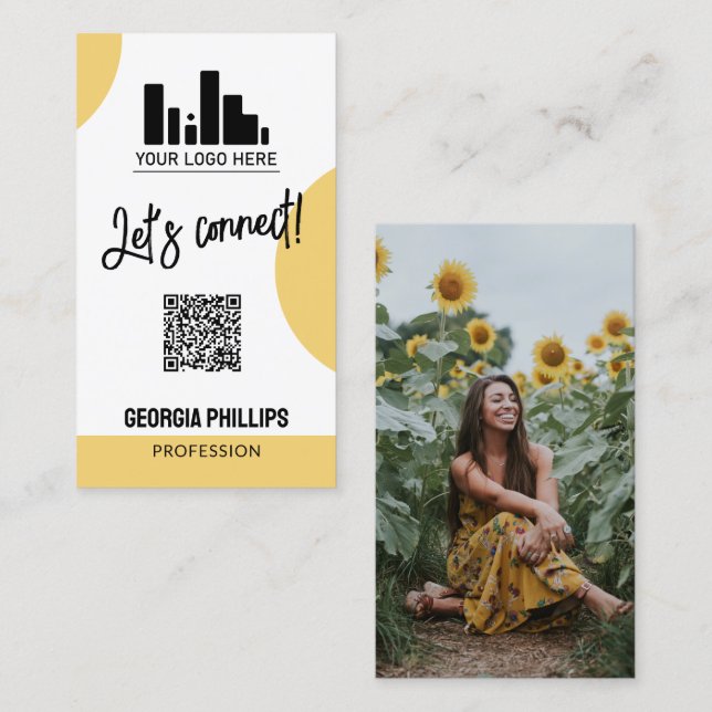 Weiche gelbe Formen QR-Foto und Ihr Logo Visitenkarte (Vorne/Hinten)