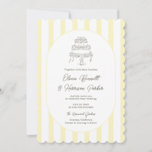 Weiche gelbe gestreifte wunderliche Hochzeitseinla Einladung