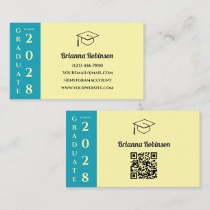 Weiche gelbe moderne Abschluss-QR-Code-Namecard Telefonnummerkarte